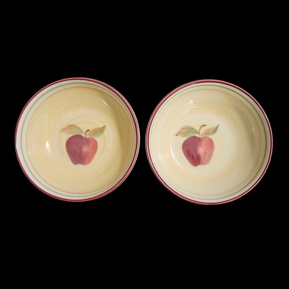 Hartstone Pottery Apple Pattern 6.5" Cereal Bowls Set of 2 USA Handmade - Picture 1 of 4